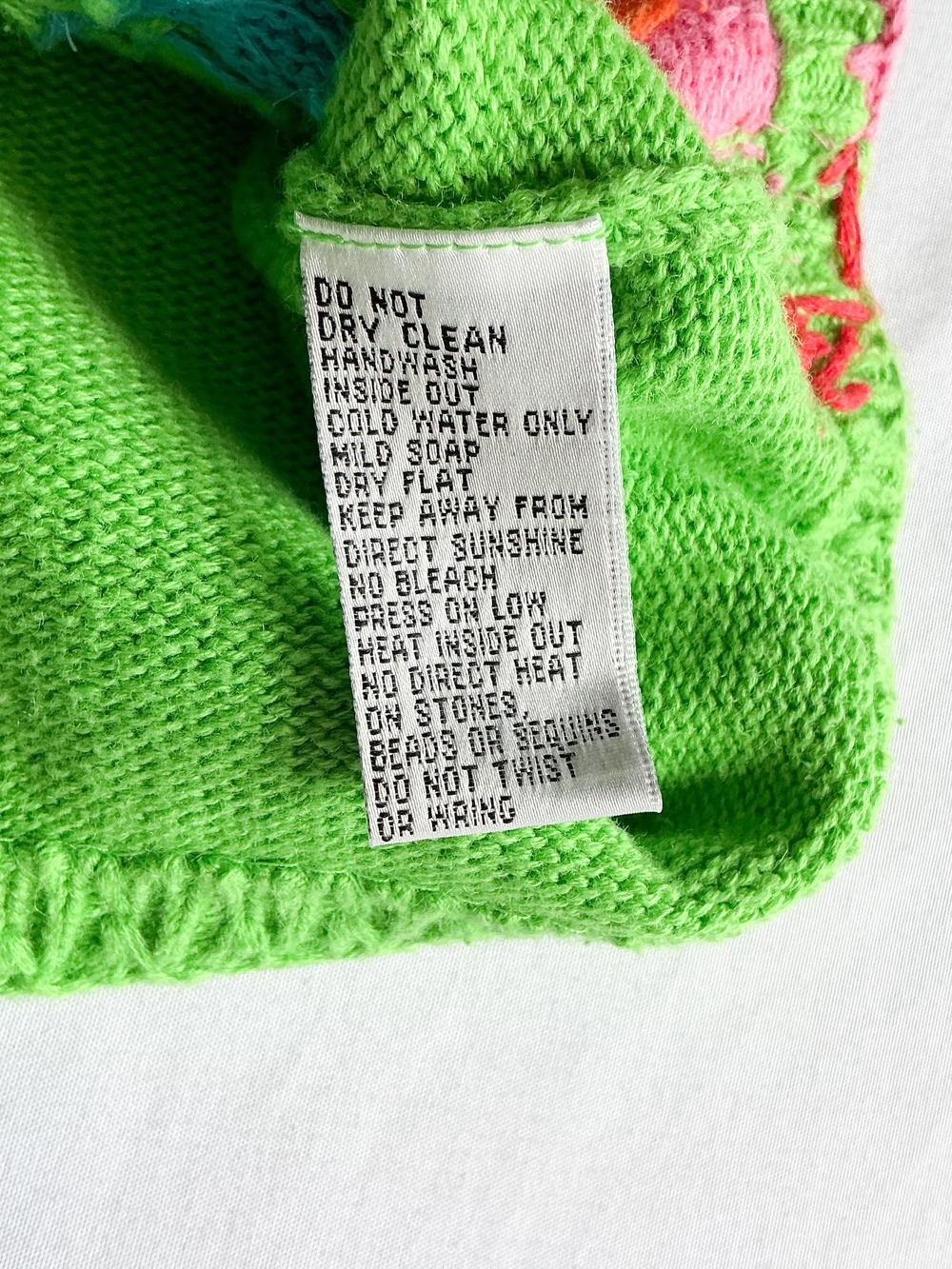 Vtg Michael Simon Animal Cardigan Sweater Bright Green Jungle Safari Knit Sz Med - Picture 13 of 15